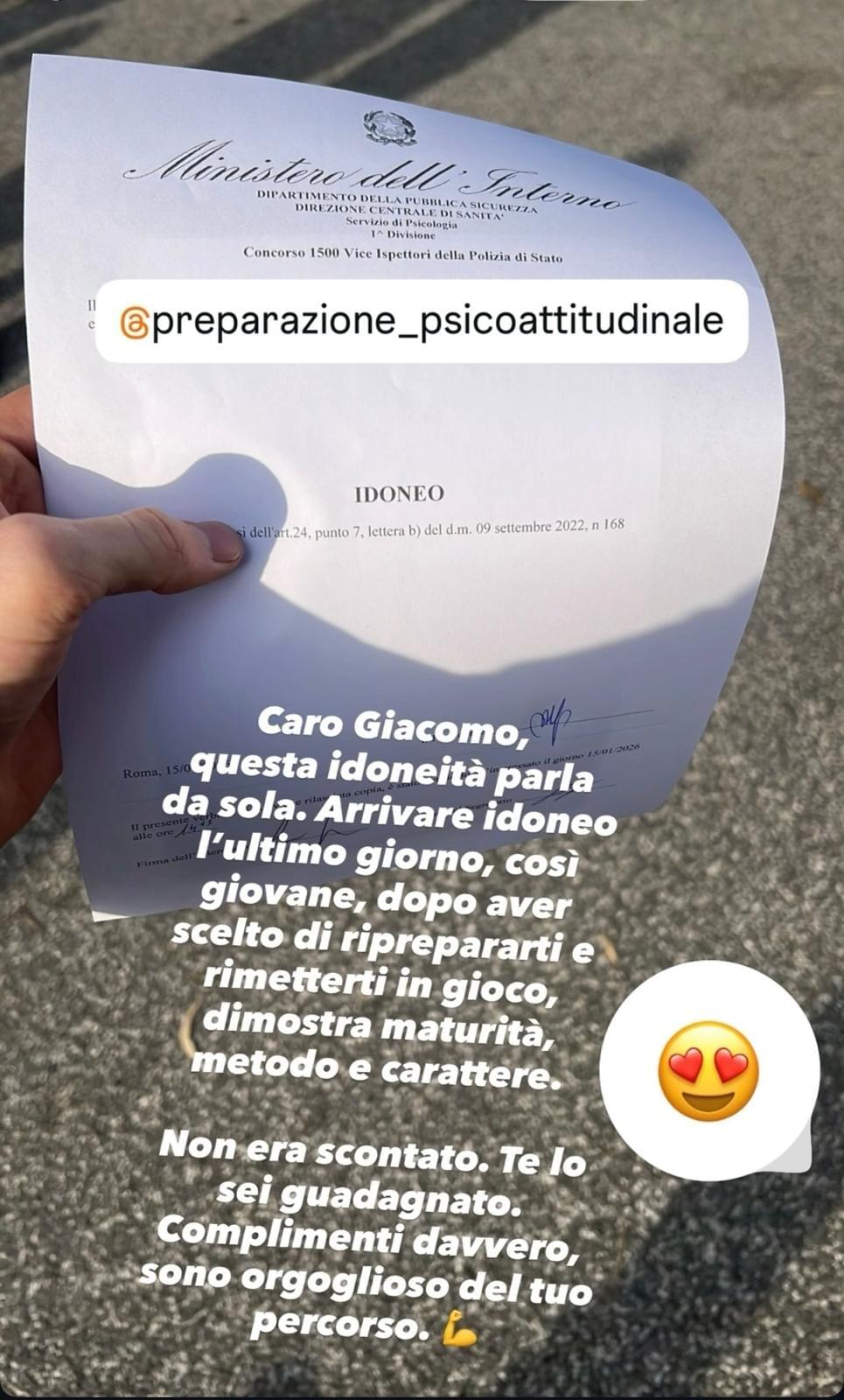 Recensione di un candidato dichiarato idoneo agli accertamenti attitudinali