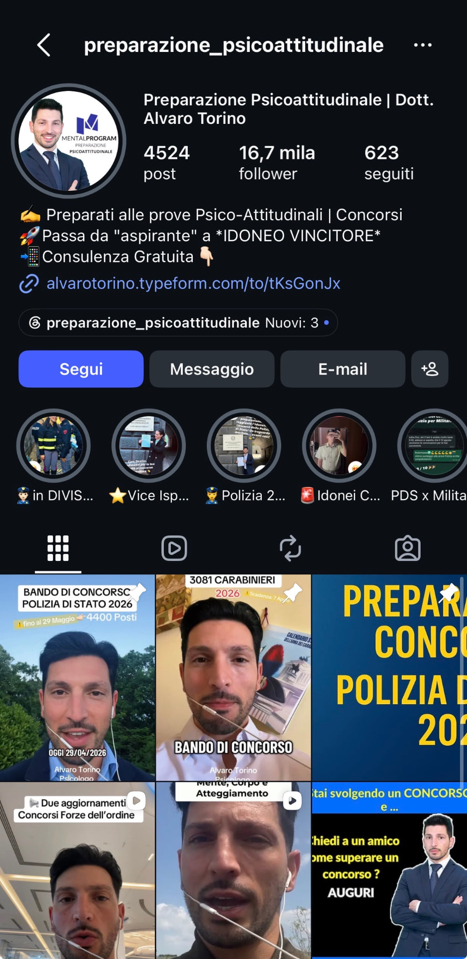 Profilo Instagram di preparazione_psicoattitudinale di Alvaro Torino