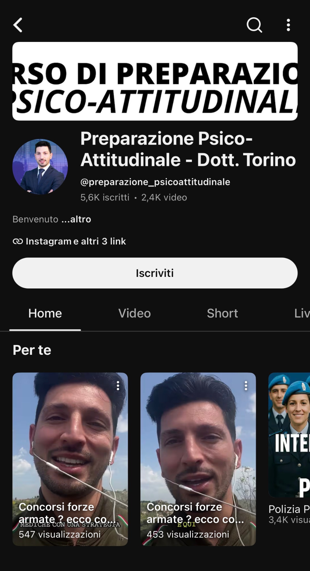 Canale YouTube Preparazione Psico-Attitudinale di Alvaro Torino